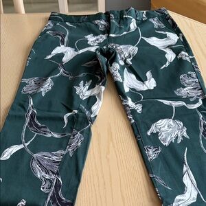 Banana Republic Green and White  Floral Patterned Pants